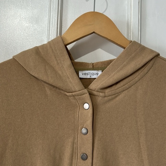 NWT Vestique Washed French Terry Oversized Solid Boho Hoodie in Taupe - Small - Picture 5 of 11